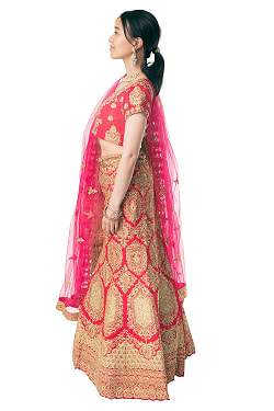 【1点物】インドのレヘンガドレスセット - レッド - サブ5