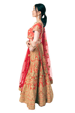 【1点物】インドのレヘンガドレスセット - レッド - サブ5