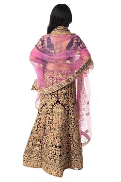 【1点物】インドのレヘンガドレスセット - ブラウン×ピンク - サブ4