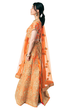 【1点物】インドのレヘンガドレスセット - オレンジ - サブ5