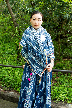 木版染めが美しい コットンレヘンガ - サブ5