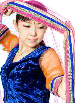 【1点物】インドのレヘンガ　【青×オレンジ】 - サブ4