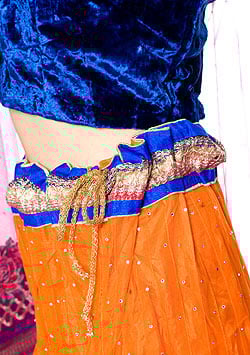 【1点物】インドのレヘンガ　【青×オレンジ】 - サブ5