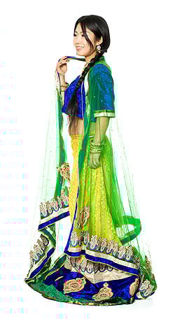 【1点物】インドのレヘンガ　【黄色×青】 - サブ2