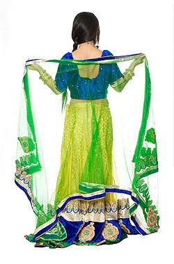 【1点物】インドのレヘンガ　【黄色×青】 - サブ3