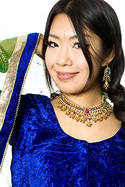 【1点物】インドのレヘンガ　【黄色×青】 - サブ4