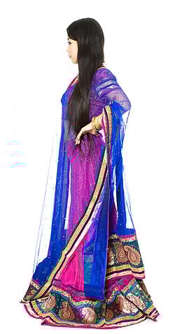 【1点物】インドのレヘンガ　【ピンク×青】 - サブ2