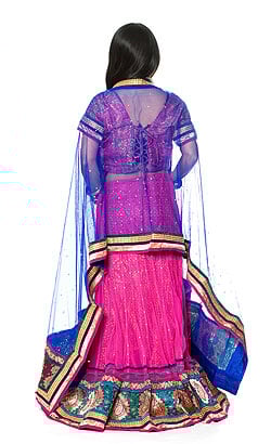 【1点物】インドのレヘンガ　【ピンク×青】 - サブ3