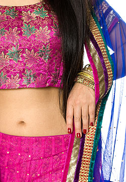 【1点物】インドのレヘンガ　【ピンク×青】 - サブ5