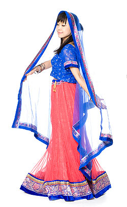 【1点物】インドのレヘンガ　【サーモン×青】 - サブ2