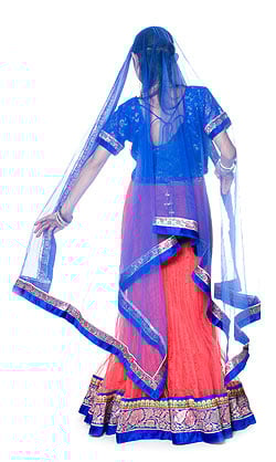 【1点物】インドのレヘンガ　【サーモン×青】 - サブ3