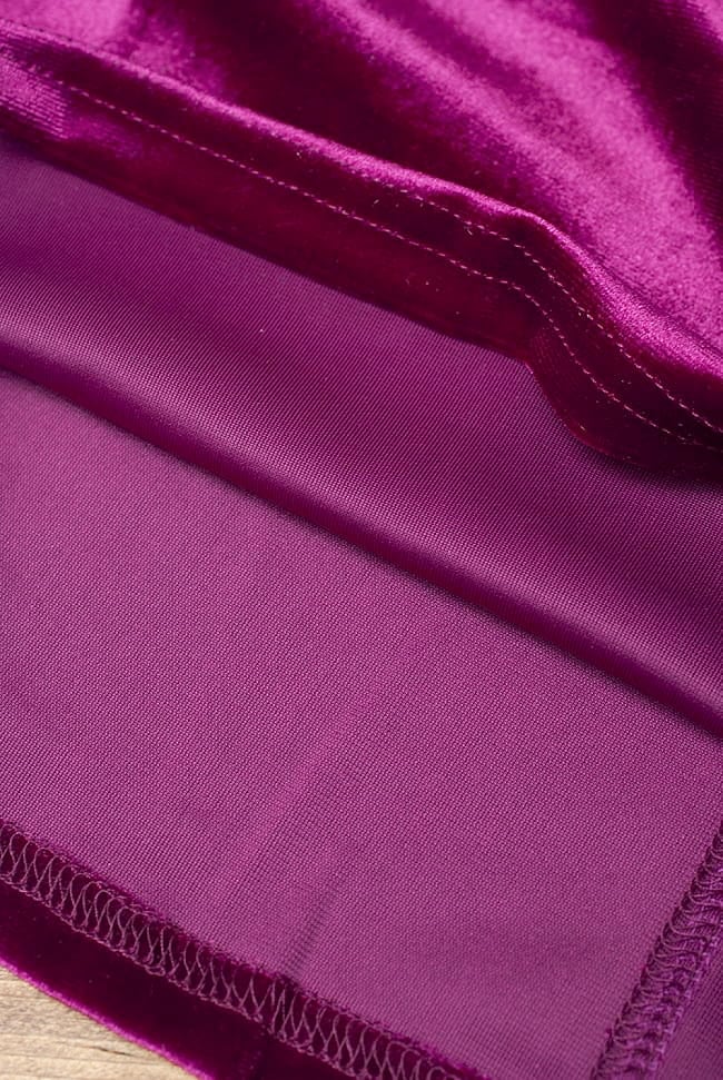 ベルベットのストレッチチョリ - 赤紫 3 - 裏生地はこのような感じでツルッとしているので、とても着やすいです。