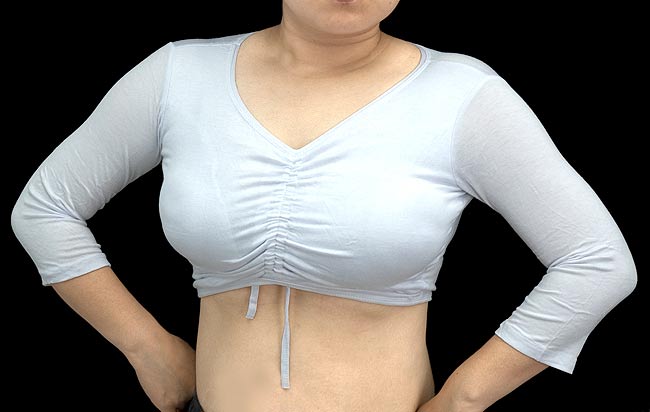 ベリーダンス用7分袖ストレッチチョリ - 白の写真