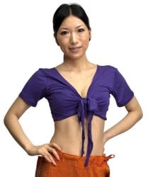 ショートスリーブ前結びストレッチチョリ - 紫の商品写真