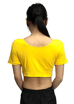 ショートスリーブ前結びストレッチチョリ - 黄色 - サブ2