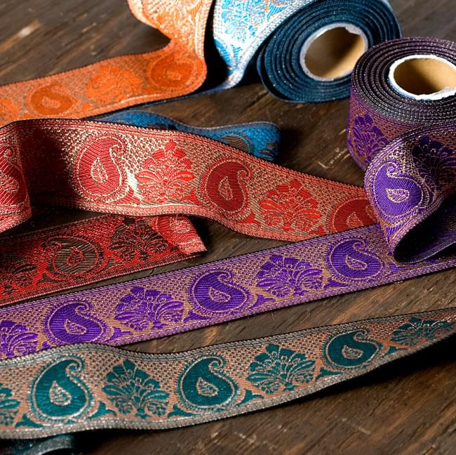 ペイズリー柄のチロリアンテープ (メーター売り・太幅 約5cm) 6 - カラーバリエーションを揃えてみるのも楽しいですね。
