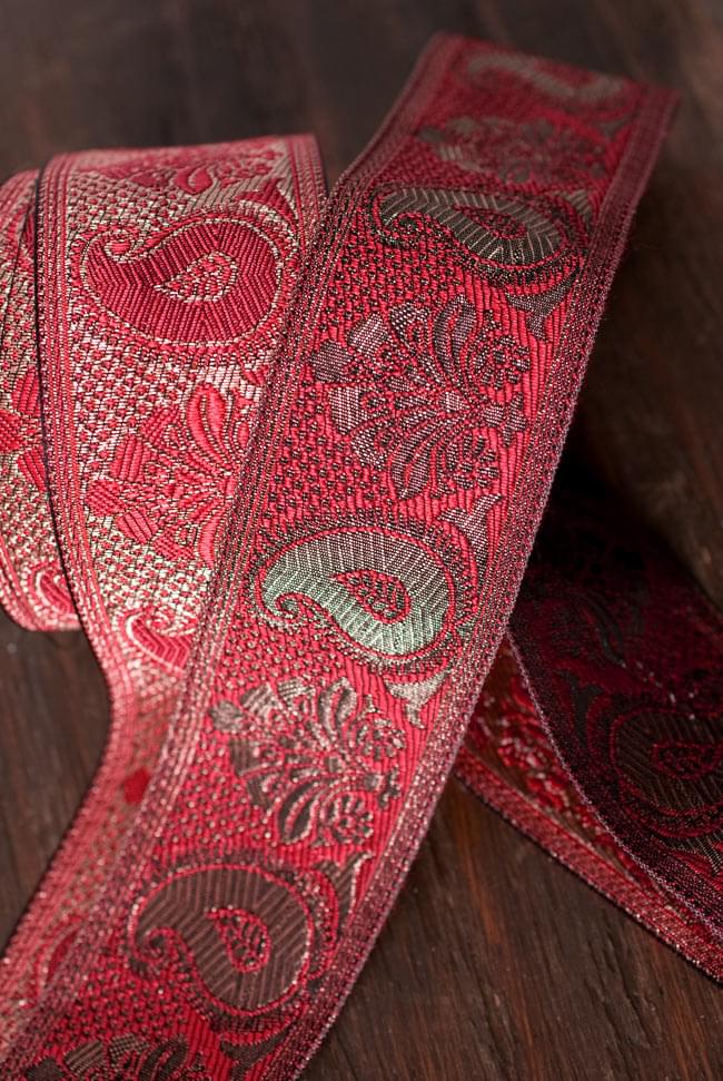 ペイズリー柄のチロリアンテープ - 9mロール売り(太幅 約5cm)の商品写真 4枚目 裏面もなかなか素敵です。