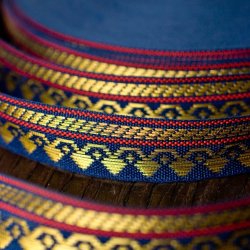 (幅:約1cm)細幅のチロリアンテープ (1ｍ売り) - ネイビーの商品写真