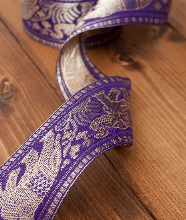 象のチロリアンテープ-メーター売り-太幅 約5cm【紫】 2 - テープは柔らかく、布にフットします