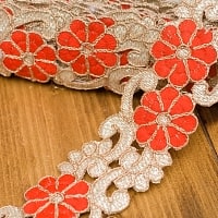 金糸刺繍チロリアンテープ (メーター売り・幅 約5cm) - レッドの商品写真