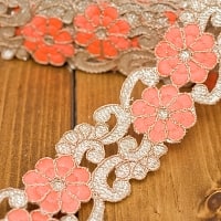 金糸刺繍チロリアンテープ (メーター売り・幅 約5cm) - オレンジの商品写真