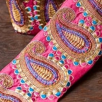 金糸ペイズリー柄チロリアンテープ(メーター売り・幅約10cm)  ピンクの商品写真