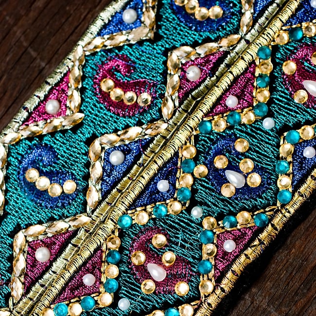 ペイズリービーズチロリアンテープ（メーター売り・幅約5cm） - ゴールド 6 - 同種類で揃えてみても可愛いですね＾＾