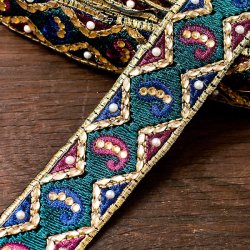 ペイズリービーズチロリアンテープ（メーター売り・幅約5cm） - ゴールドの商品写真