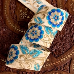 〔各色あり〕〔メーター売り〕チロリアンテープ　メーター売 - 金糸が美しい　更紗模様のゴータ刺繍〔幅:約5.5cm〕 - サブ2