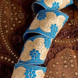 〔各色あり〕〔メーター売り〕チロリアンテープ　メーター売 - 美しい光沢感　更紗模様ブロケード〔幅:約7cm〕 - サブ2