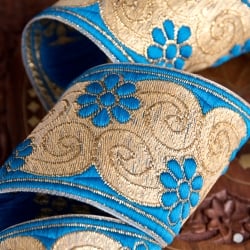 〔各色あり〕〔メーター売り〕チロリアンテープ　メーター売 - 美しい光沢感　更紗模様ブロケード〔幅:約7cm〕 - サブ3