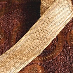 チロリアンテープ　メーター売 - 金糸が美しい　金色のゴータ刺繍〔幅:約8.5cm〕
