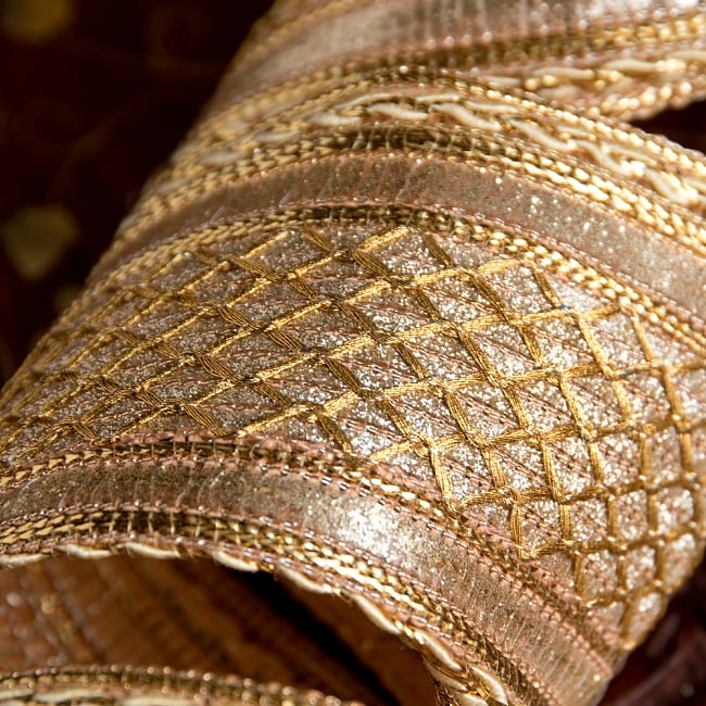 チロリアンテープ　メーター売 - 金糸が美しい　金色のゴータ刺繍〔幅:約5.5cm〕 3 - 拡大写真です