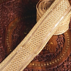 チロリアンテープ　メーター売 - 金糸が美しい　金色のゴータ刺繍〔幅:約5.5cm〕の商品写真