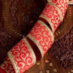 〔各色あり〕〔メーター売り〕チロリアンテープ　メーター売 - 金糸が美しい　更紗模様のブロケード〔幅:約5cm〕 - サブ2