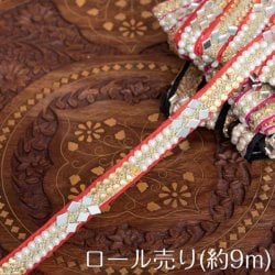 約9m ロール売り〔各色あり〕チロリアンテープ - ミラーワークとビーズ刺繍〔幅:約1.5cm〕