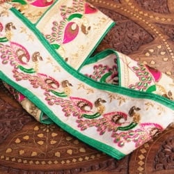 〔各色あり〕〔メーター売り〕チロリアンテープ　メーター売 - 金糸が美しい　孔雀模様のゴータ刺繍〔幅:約10cm〕 - サブ5