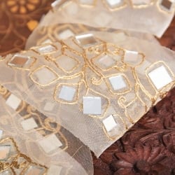 チロリアンテープ　メーター売 - ミラーワークと金糸が美しい〔幅:約8cm〕 - サブ3