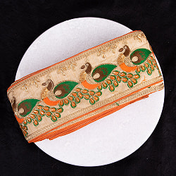 チロリアンテープ - ロール売 【極太幅9.8cm】 - 孔雀模様のゴータ刺繍 - サブ4