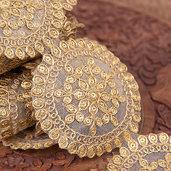 〔メーター売り〕チロリアンテープ　メーター売 - 金糸が美しい　更紗模様のゴータ刺繍〔幅:約7.5cm〕 - 曼荼羅 - サブ2