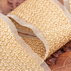 〔メーター売り〕チロリアンテープ　メーター売 - 金糸が美しい　更紗模様のゴータ刺繍〔幅:約4.5cm〕 - 天の川 - サブ4