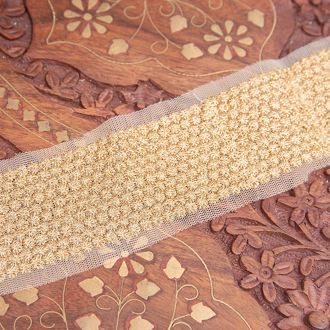 チロリアンテープ　メーター売 - 金糸が美しい　更紗模様のゴータ刺繍〔幅:約4.5cm〕 - 天の川 5 - 裏面はこのようになっております