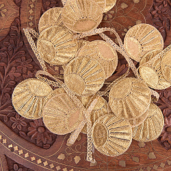 〔メーター売り〕チロリアンテープ　メーター売 - 金糸が美しい　更紗模様のゴータ刺繍〔幅:約5cm〕 - 日の出 - サブ2