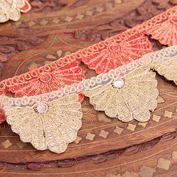 〔メーター売り〕チロリアンテープ　メーター売 - 金糸が美しい　更紗模様のゴータ刺繍〔幅:約4cm〕 - ステンドグラス - サブ5