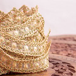 〔メーター売り〕チロリアンテープ　メーター売 - 金糸が美しい　更紗模様のゴータ刺繍〔幅:約1.5cm〕 - ポンポン - サブ2