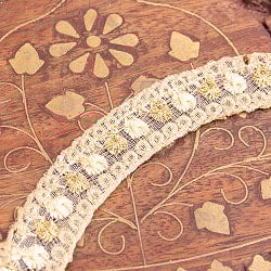 〔メーター売り〕チロリアンテープ　メーター売 - 金糸が美しい　更紗模様のゴータ刺繍〔幅:約1.5cm〕 - ポンポン - サブ5