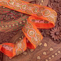 〔メーター売り〕チロリアンテープ　メーター売 - 金糸が美しい　更紗模様のゴータ刺繍〔幅:約2.8cm〕 - ジャイマンディル - サブ3