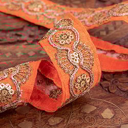 〔メーター売り〕チロリアンテープ　メーター売 - 金糸が美しい　更紗模様のゴータ刺繍〔幅:約2.8cm〕 - ジャイマンディル - サブ4