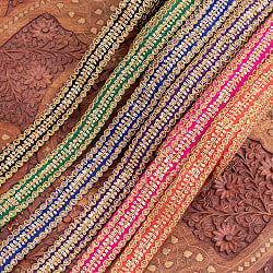 チロリアンテープ　メーター売 - 金糸が美しい　更紗模様のゴータ刺繍〔幅:約2.8cm〕 - 螺旋