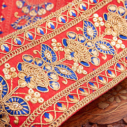 【全5色】 【極太幅7.5cm】 チロリアンテープ　メーター売 - 金糸が美しい　更紗模様のゴータ刺繍 −金魚草 - サブ2